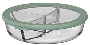 Mepal - Glas Bento Schüssel Cirqula - Meal Prep Gläser - Hitzebeständig bis 550°C, ohne Deckel - Geeignet für Backofen, Mikrowelle, Gefrierschrank und Spülmaschine - 250+250+500 ml - Nordic sage
