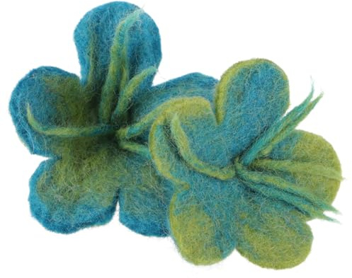 GURU SHOP Haargummi `Filzblume`, Handgefilzte Blüte Haarschmuck - Türkis/grün