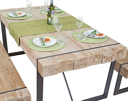 Mendler Esszimmertisch HWC-A15, Esstisch Tisch, Tanne Holz rustikal massiv MVG-Zertifiziert - naturfarben 80x180x90cm