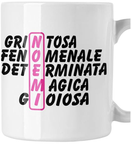 bubbleshirt Tazza Mug divertente con nome Noemi e aggettivi simpatici Idea Regalo Compleanno Natale in ceramica