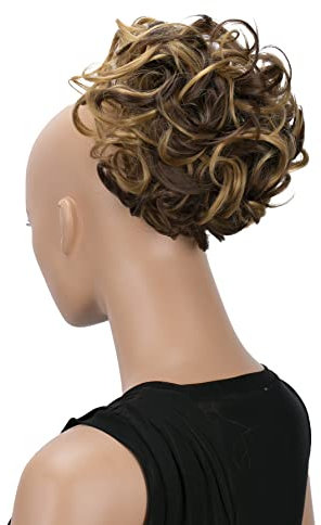 CAISHA Dutt Haarteil Zopf Haarknoten Hepburn-Dutt Haargummi Hochsteckfrisuren DM15cm Gewellt Goldblond Rotbraun Mix HK122