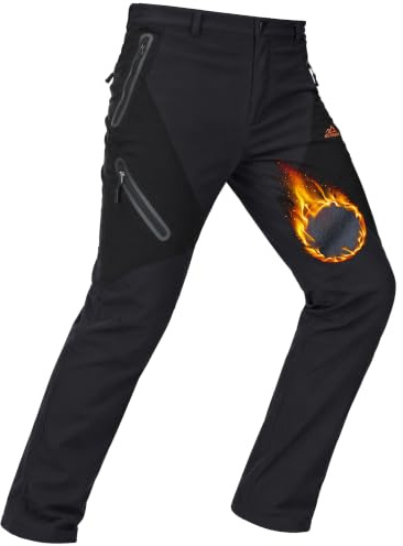 TACVASEN Men's Waterproof Fleece Lined Work Trousers Thermal Winter Trouser | Hiking Walking Warm Outdoor Ski Softshell Pants