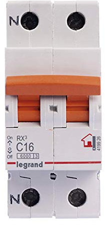 Legrand 419925E Interruptor Automático magnetotermico RX3 10A, Curva C, 1P y N, ICC 6kA, Pack de 6