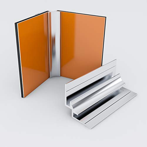 Kerabad Aluminium Profilsystem für 3mm Platten - 2 Meter - Alu-Profil für Duschrückwand Küchenrückwand - Inneneckprofil silber