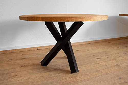KTC Tec Tischgestell Stahl schwarz matt Struktur Tres Couchtisch Beistelltisch Dreibein Tischkufen Modern massiv Design Tisch einteilig Kreuzgestell (Glastisch)