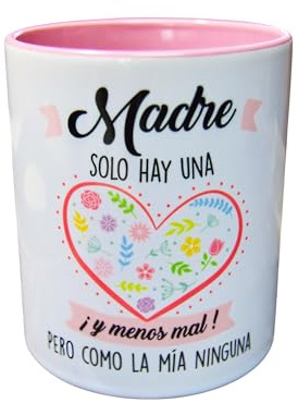 Sonrie | Taza Personalizada “Madre Solo Hay Una ¡Y Menos Mal! Pero Como La Mía Ninguna | Cerámica Premium 33 cl | Regalo Original y Elegante para Mamá | Regalo Día de la Madre