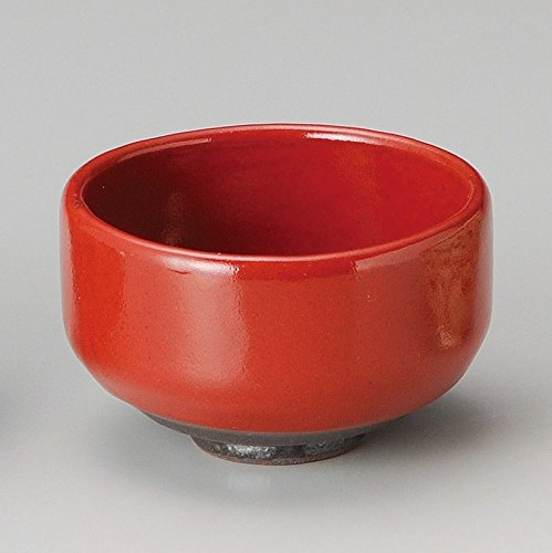 Yamakiikai Mino-Yaki Japanese Ceramic Red Glaze Tea Matcha Bowl 12cm Made in Japan L1446
