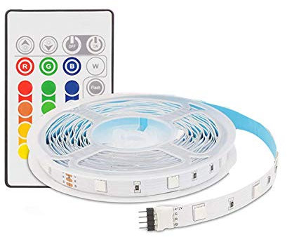 Aourow LED Streifen/LED Strip,5m Farbwechsel RGB LED stripes Lichtband inkl.Fernbedienung und Netzteil,5050 SMD Flexibel LED Bänder mit Selbstklebend für Haus Dekoration