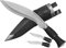 3x Kukri Gurkha Messer-Set - 1 großes Messser - 2 kleine Messer mit Scheide, schwarz silber