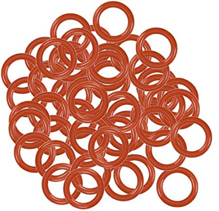 sourcing map 50Stk. Silikon O-Ring, VMQ-Dichtungsring, 9.5mm AD, 6.5mm ID, 1,5mm Breite, rot