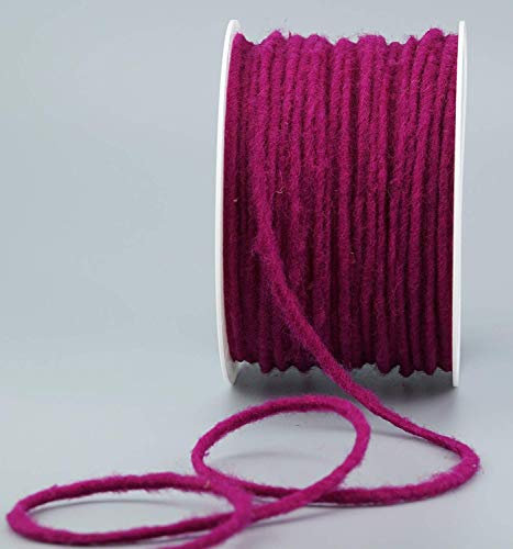 finemark 80 m x 3-4 mm Wollkordel PINK Fuchsia Wolldocht Kordel 100% Wolle Filzband Dekoband Schleifenband Geschenkband Filzkordel Wollschnur Wollband Bastelwolle