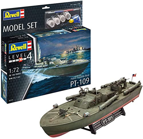 Revell - 65147 Model Set Patrol Torpedo Boat PT-109. Kit Modelo, Escala 1:72, con Pinturas Base, Pegamento y brocha