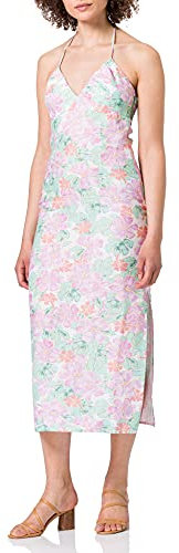 NA-KD Halterneck Midi Dress Vestido, Flor Morada, 42 para Mujer