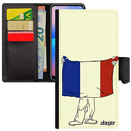Coque A41 simili cuir rabat porte cartes drapeau france français smartphone football coupe du monde bleu blanc rouge pour Samsung galaxy