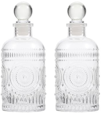 DOITOOL Containers with Lids 2Pcs 200ml Glass Diffuser Bottles Aromatherapy Diffuser Jar Empty Clear Perfumr Jar with Lid Refillable Aromatherapy Container for Home Decoration