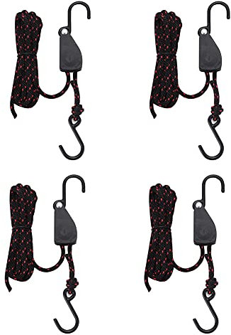 JSCARLIFE Secure Canoe and Kayak Bow and Stern Tie Down Straps Cargo on Car Top Roof Rack Adjustable Lashing Rope Ratchet Fixture Pulley Hanger (4 PCS)