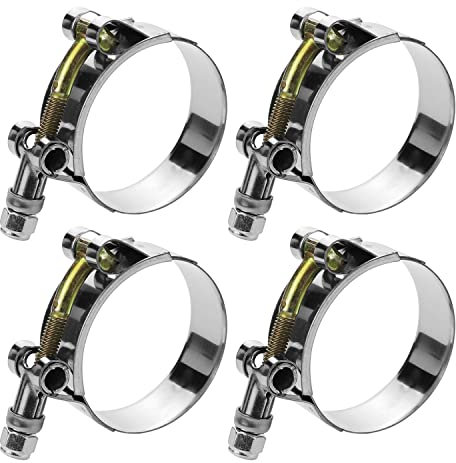 WYSIWYKA 4 Pack 1.75 T-Bolt Hose Clamps, 304 Stainless Steel Turbo Intake Clamp, Working Range 50mm-57mm for 1.75 Hose OD