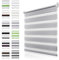Doppelrollo Klemmfix ohne Bohren Grau B45 x H100cm(Stoffbreite 40cm) Duo Rollos für Fenster ohne Bohren Klemmrollo Zebrarollo Seitenzugrollo mit Kindersicherung Fenster Rollos für innen