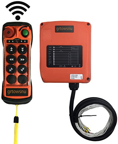 Q600 6 canali Pulsanti Telecomando per gru senza fili per Gru a ponte Gru a portale Industriale Paranco elettrico Trasmettitore e ricevitore radio (110–460V AC/DC)