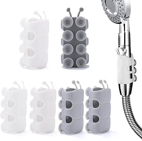 6 Stück Handbrause Halterung Duschkopf-Halter Verstellbare Duschkopf-Halterung mit Saugnapf Universal Brausehalter Kein Bohrer Nötig Wandmontierte Hängeregal für Glas Keramik Marmor (2 Farben)