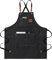 jiuzcare Grillschürze für Männer 76cm Baumwoll-Schürze mit Fronttaschen Taschen Einstellbare Grillschürze mit Leder überzogener Kordelzug BBQ Schürze Geeignet für Küche Grill Handgemacht Backen, Black