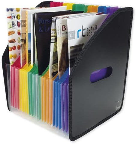 TimeTEX Stehsammler A4 - Fächerstar - 10659 - mit 23 beschriftbaren farbigen Fächern - bis 56 cm dehnbar
