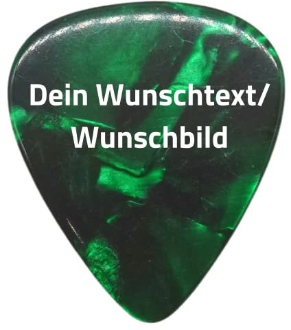 Plektrum mit Wunschtext oder Wunschbild - Personalisiertes Plektrum mit Druck - Individuell und schnell gestalten mit Wunsch-Druck - mit eigenem Bild oder Text personalisieren (Heavy, Grün Perlmutt)