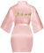 Lovasy Vestaglia Damigella Bride Bianca in Raso da Donna,Accappatoi e Vestaglia da Sposa Camicia da Notte in Pizzo Satin Sexy Pigiama Kimono Scollo V,Damigelle- rosa,S