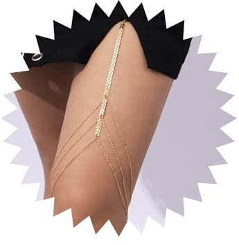 Wendalern Bohème Superposées Flèche Jambe Chaîne Millésime Fishbone Pendentif Cuisse Chaîne Doré Gland Corps Chaîne Élastique Cuisse Haute Chaîne Été Plage Corps Chaîne Bijoux pour Femmes et Filles