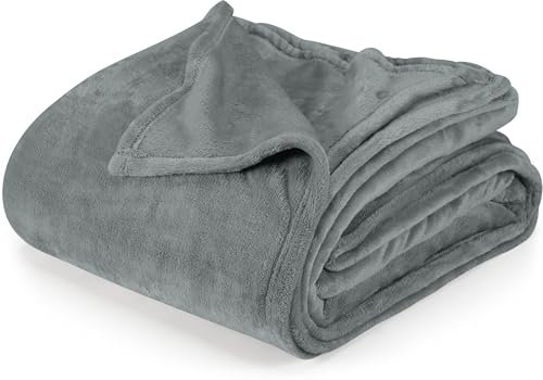 Utopia Bedding Coole graue Fleecedecke, Doppelgröße, leicht, flauschig, weich, antistatisch, Mikrofaser, 228 x 168 cm