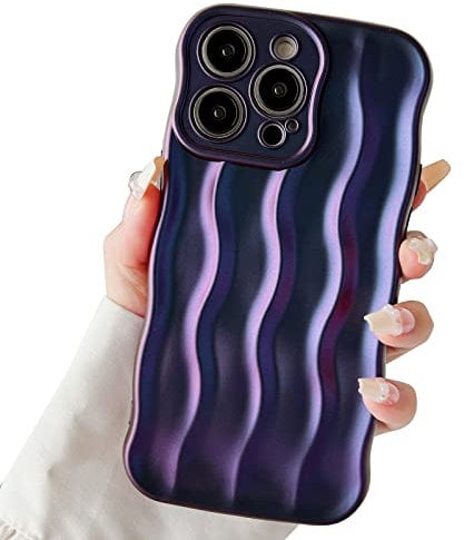 SmoBea Compatible with iPhone 14 Pro Max Case 6.7 inch, Luxury 3D Wave Shape Silicone Phone Case, Water Ripple Soft TPU Shockproof & Anti-scratch Back Cover for iPhone 14 Pro Max (Purple)