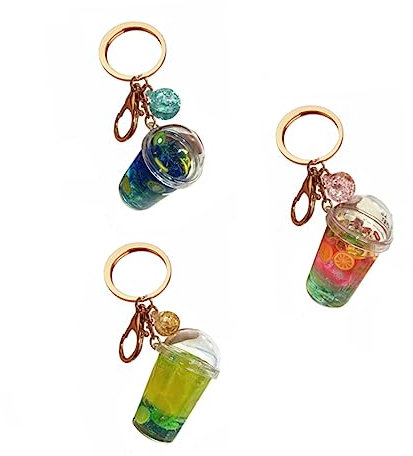 IWOWHERO Einzigartiger Schlüsselanhänger in Eisbecherform 3-teilig Acryl-schlüsselring Dekorativ Für Auto Tasche Zuhause Zufälliger Stil