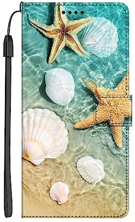 EuoDuo Kompatibel mit Samsung Galaxy A53 5G Hülle zum Klappen Handyhülle PU Leder Handytasche mit Muster Motiv Magnet Kartenfach Tasche Flip Cover Etui Schutzhülle - Geschenk des Meeres