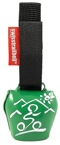 swisstrailbell® Fresh Colour: Grün mit weißem Mountainbiker, schwarzes Band