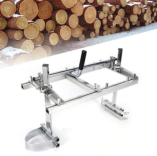 TRIEBAN Aserradero móvil, portátil de 24 pulgadas de tablones de fresado de aluminio de motosierra de molino de espesor ajustable para la mayoría de los modelos de motosierras