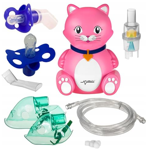 ProMedix PR-816 Inhalator Inhaliergerät Set für Kinder und Erwachsene Vernebler Inhalation (Katze) inkl. Schnuller für Kinder
