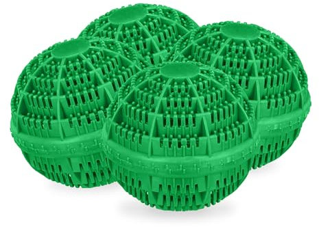 Relaxdays Sfere per Lavatrice, Set da 4 Palle per Lavaggio Senza Detersivo, Alternativa Ecologica, Palline Bucato, Verdi, Ceramica