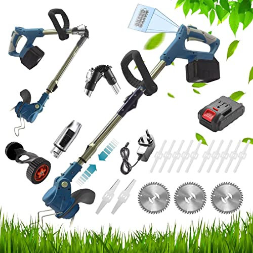 Suuim Coupe-Bordure à Lame en métal – Coupe-Herbe sans Fil 21 V, Coupe-Bordure électrique sans Fil avec Batterie et Chargeur, Coupe-Herbe, Coupe-Bordure, Inclus