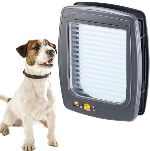 Ferplast Hundeklappe mittelgroße hunde, Katzenklappe, Haustiertür 4-wege steuerbarer Ein- und Ausgang, mit Schutz vor Zugluft, Kompletter Tunnel, SWING 11 Hundetür Haustierklappe, Grau