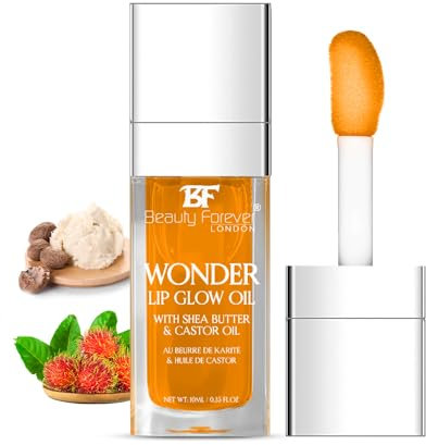 Beauty Forever Wonder Lip Glow Oil, & Lip Gloss, Tinting Lip Balm Hydrating & Nourishing Lipstick 6mls (01 Honey)