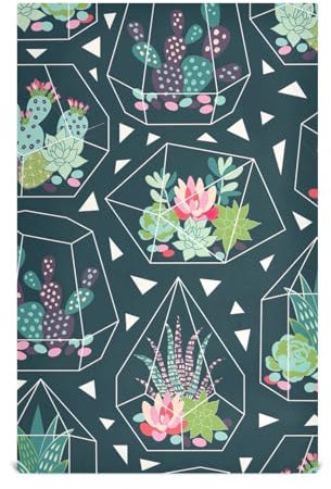 GuoChe Paños de cocina con suculentas azules, cactus, toalla de cocina mexicana de microfibra, absorbentes, toallas de mano de cocina, lavadas, reutilizables, café, 28 x 18 pulgadas, 4 unidades