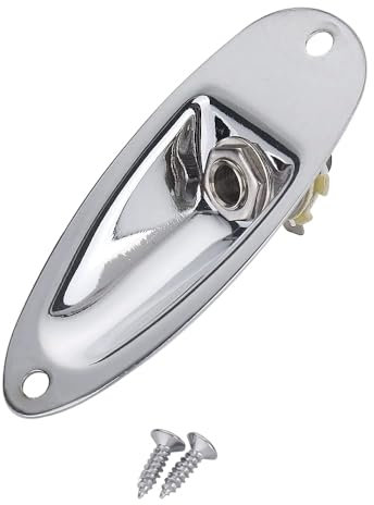 Silver Guitar Input Jack Chrome Boat Style 1/4 Loaded Guitar Output Jack Socket Plate Ferrule for Fender Strat Stratocaster Electric Guitar Accessories(Chrome)