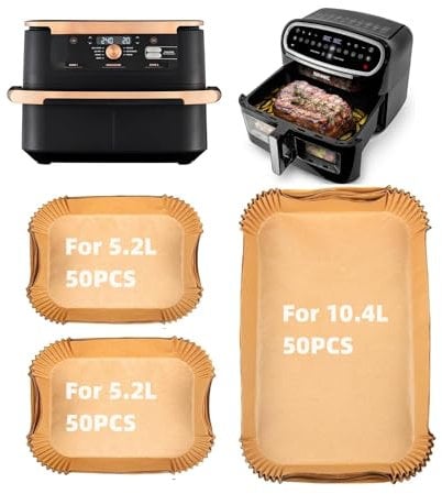 Air Fryer Paper Liners Disposable, 150PCS for Duronic AF34 10L, Air Fryer Accessories for Ninja Flexi Drawer AF500UK 10.4L, Including 100PCS for 5.2L & 50PCS for 10.4L