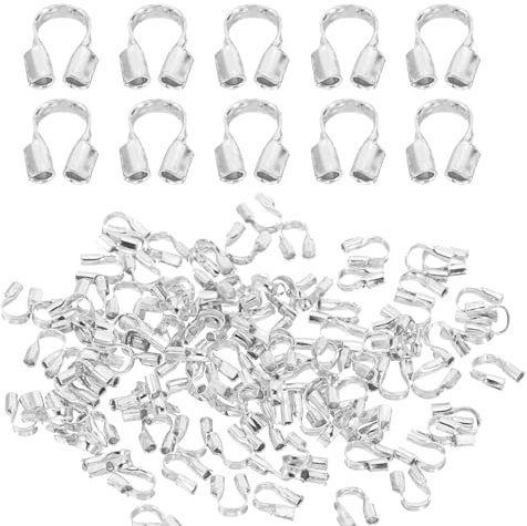 PATIKIL 0.7mm Hole Wire Guard Thread Protector, 100Pcs Alloy U Shape Loop for Jewelry Making Necklace Bracelet Earring DIY Crafts Accessories, Silver Tone