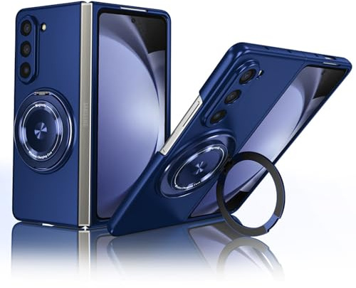ZHOZEXIN Compatibile con Samsung Galaxy Z Fold 5, Supporto magnetico ad anello a sbalzo Antiurto Custodia sottile per telefono, Custodia protettiva per Samsung Galaxy Z Fold 5 (Blu)