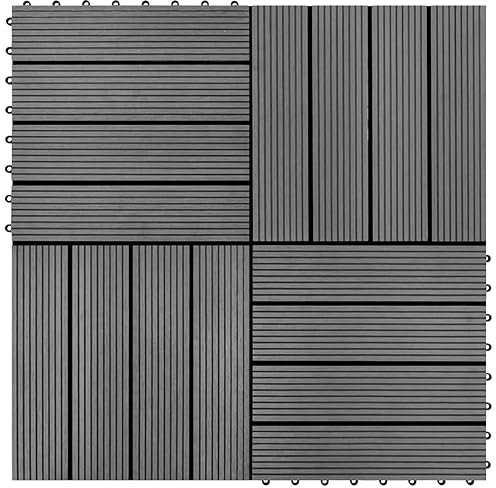 Homgoday WPC-Fliesen, 30 x 30 cm, 11 Stück, 1 m², grau, PVC-Boden, dekorativ, Haus, Küche, Bad, Wohnzimmer, Boden in Holzoptik, PVC-Boden