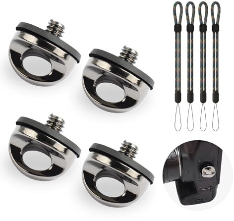 4 Stück Kamera Befestigungsschraube,1/4 Zoll Schraube,Adapter-Schraube für Kameragurt D-Ring, 1/4 Zoll Öse, Stativ, Qr Platte und Stativzubehör(Round)