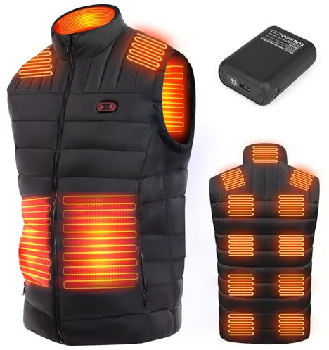 GuKKK Veste Chauffant Homme Femme, Batterie 20000mAh Gilet Chauffant Électrique Électrique USB Vêtement de Chauffage avec 15 Zones de 3 Modes de Chauffe, Hiver Lavable Chauds Gilet Chauffé(XL)