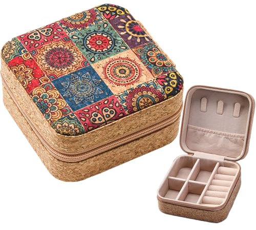 Schmuckkästchen Klein Tragbare Schmuckschautulle Mini Schmuckbox Reise Jewelry Box für Unterwegs Schmuckaufbewahrung Organizer Von Halskette Ring Armband Ohrringe Schmuck-Reiseetui Aus Für Damen (1)