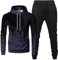 KONG JIMFAN Hoodie Herren Jogginganzug Herren 2-Teilig Jogginganzug Trainingsanzüge Tracksuit Mit Reißverschlüssen Tasche Freizeitanzug Chino Hose Trainingsanzug Set Kostüm Herren(#A Navy,4XL)